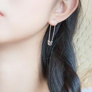 Safety Pin Earrings 925 Silver 1 in. dainty & cool